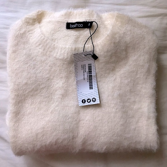 BOOHOO Beige Premium Fluffy Knit Sweater - Picture 1 of 2